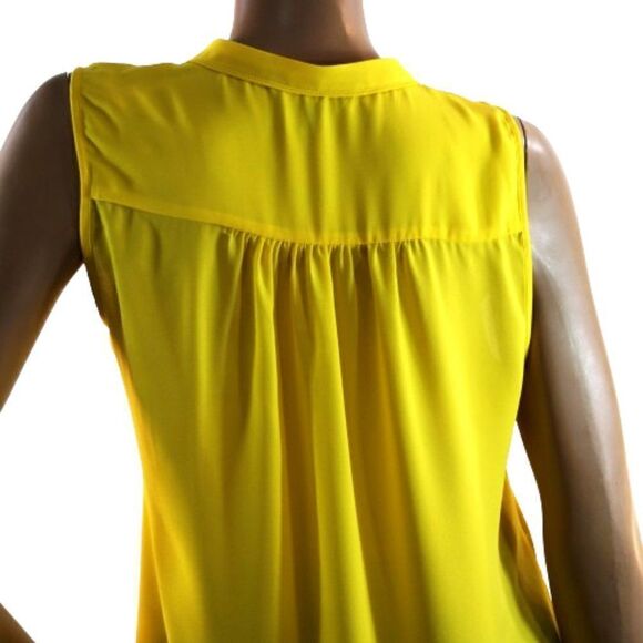 Banana Republic Yellow Sleeveless Blouse Mandarin Collar Button Placket Size M - Picture 10 of 12